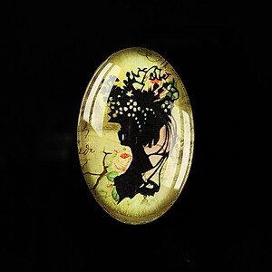 Cabochon sticla 30x20mm "Woman portrait" cod 290