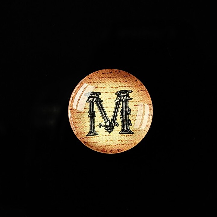 Cabochon sticla 18mm "Antique alphabet  - M" cod 341