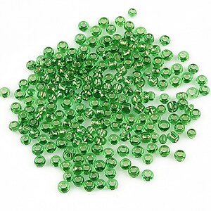 Margele de nisip 2mm cu foita argintie (50g) - cod 054 - verde 