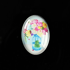 Cabochon sticla 25x18mm "Flower Bouquet" cod 409