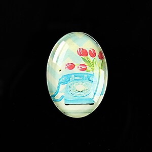 Cabochon sticla 25x18mm "Flower Bouquet" cod 410