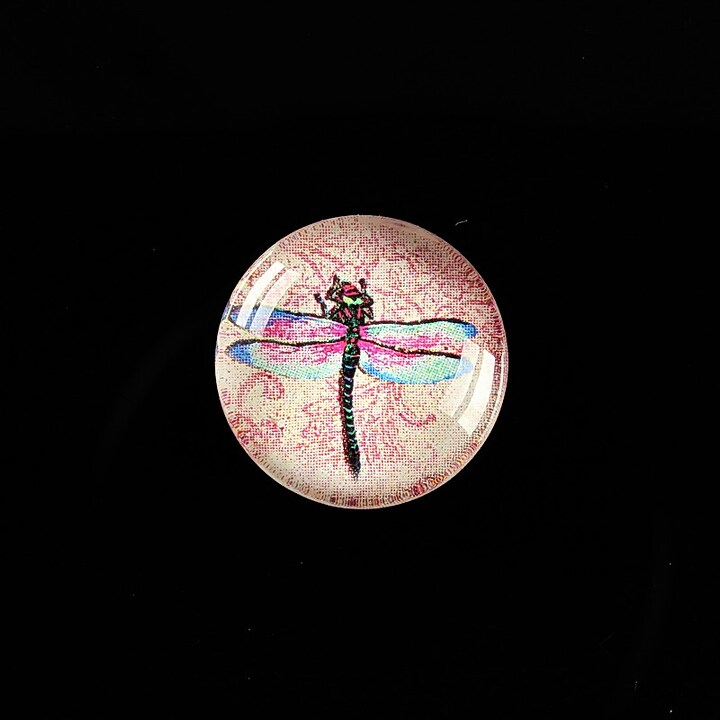 Cabochon sticla 18mm "Colourful Dragonfly" cod 431