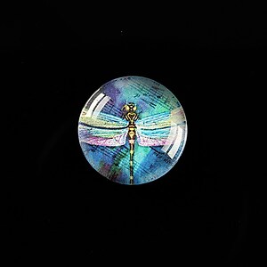 Cabochon sticla 18mm "Colourful Dragonfly" cod 432