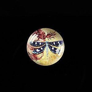 Cabochon sticla 18mm "Colourful Dragonfly" cod 433