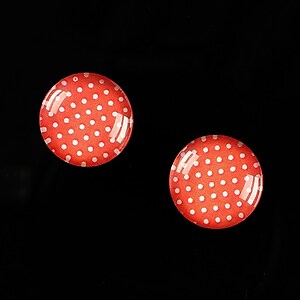 Cabochon sticla 14mm "Polka Doted Line" cod 441