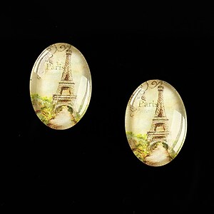 Cabochon sticla 18x13mm "J'aime le voyage" cod 446