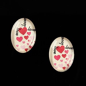 Cabochon sticla 18x13mm "All about love" cod 449