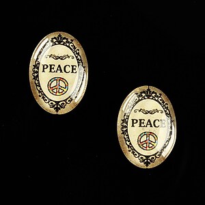 Cabochon sticla 18x13mm "All you need is PEACE" cod 453