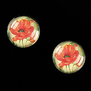 Cabochon sticla 16mm "Red Poppy" cod 462