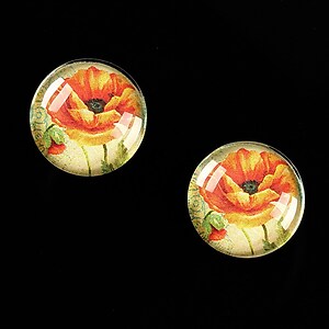 Cabochon sticla 16mm "Red Poppy" cod 463