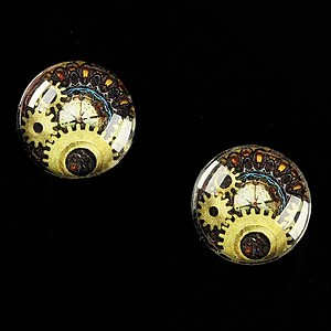 Cabochon sticla 16mm "Clock Mechanism" cod 468