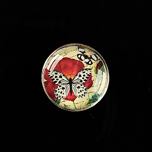 Cabochon sticla 20mm "'Forever Butterfly" cod 499