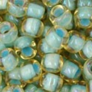 Margele Toho rotunde 6/0 - Inside-Color Rainbow Lt Topaz/Sea Foam Lined