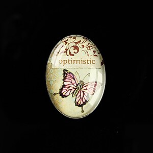 Cabochon sticla 25x18mm "Share the Joy" cod 475