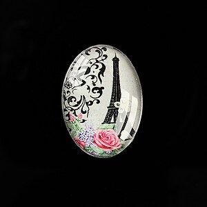 Cabochon sticla 25x18mm "Love Story" cod 478