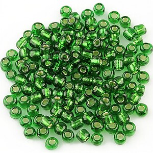 Margele de nisip 4mm cu foita argintie (50g) - cod 088 - verde