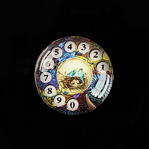 Cabochon sticla 25mm "Phone Friendship" cod 510