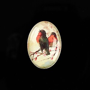 Cabochon sticla 25x18mm "Birds Sounds" cod 517