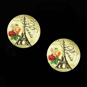 Cabochon sticla 18mm "With Paris With Love" cod 525