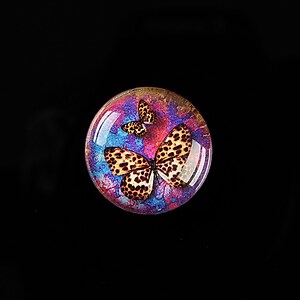 Cabochon sticla 20mm "Amazing Butterflies" cod 557