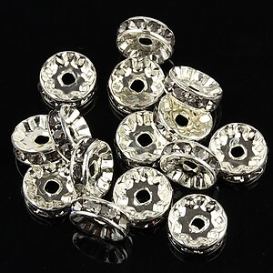 Distantiere argintii cu rhinestones mov deschis 10mm (rondele 3,5x10mm)