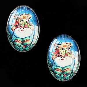 Cabochon sticla 25x18mm "Christmas" cod 586