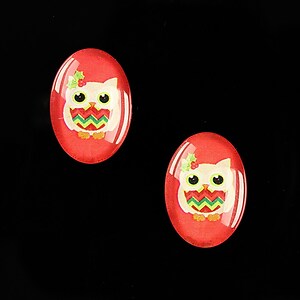 Cabochon sticla 18x13mm "Christmas" cod 598