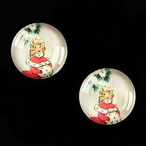 Cabochon sticla 18mm "Christmas" cod 602