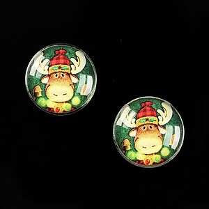 Cabochon sticla 16mm "Christmas" cod 607