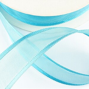 Panglica organza si saten, latime 2,5cm (1m) - bleu