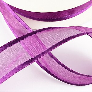 Panglica organza si saten, latime 2,5cm (1m) - purple