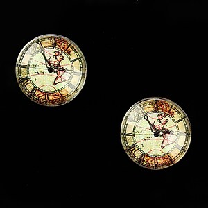 Cabochon sticla 16mm "Old Clock" cod 627