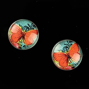 Cabochon sticla 16mm "Amazing Butterfly" cod 643