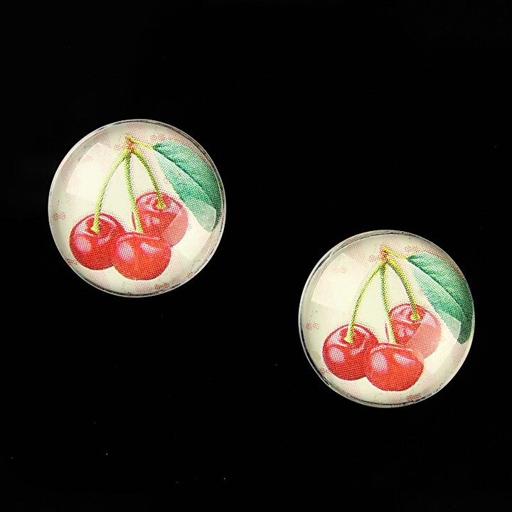 Cabochon sticla 16mm "Sweet as a Cherry" cod 648