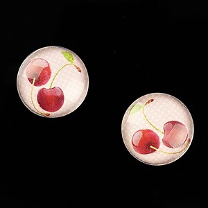 Cabochon sticla 16mm "Sweet as a Cherry" cod 649