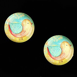 Cabochon sticla 18mm "Little Birdie" cod 661