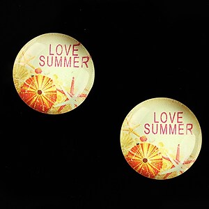 Cabochon sticla 18mm "Summer Love" cod 677