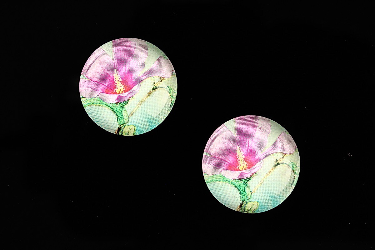 Cabochon sticla 18mm "Delicate Flower" cod 678