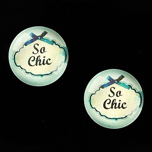 Cabochon sticla 18mm "Blue Chic" cod 686