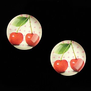 Cabochon sticla 18mm "Sweet as a Cherry" cod 694