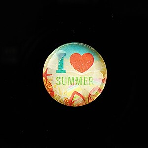 Cabochon sticla 20mm "Summer Love" cod 731