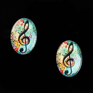 Cabochon sticla 18x13mm "Music" cod 821