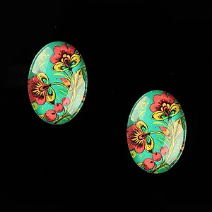 Cabochon sticla 18x13mm "Folk Art" cod 829