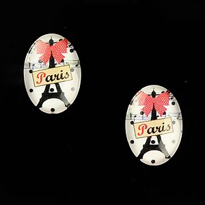 Cabochon sticla 18x13mm "Paris Chic" cod 832