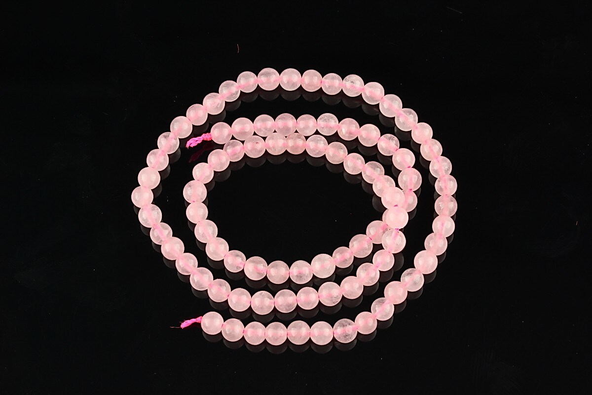 Margele cuart roz sfere 4mm (sirag)