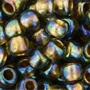 Margele Toho rotunde 6/0 - Gold-Lined Rainbow Black Diamond