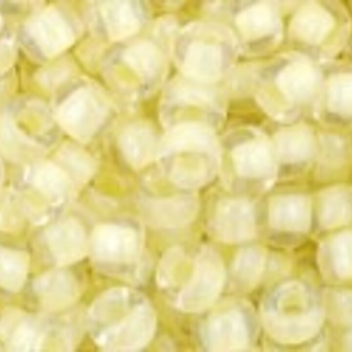 Margele Toho rotunde 8/0 - Inside-Color Luster Crystal/Opaque Yellow Lined