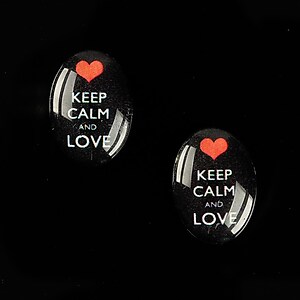 Cabochon sticla 18x13mm "Always Keep Calm" cod 873