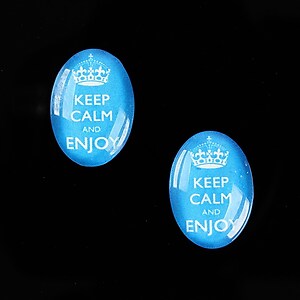 Cabochon sticla 18x13mm "Always Keep Calm" cod 876