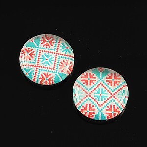 Cabochon sticla 18mm "Folclor" cod 1018